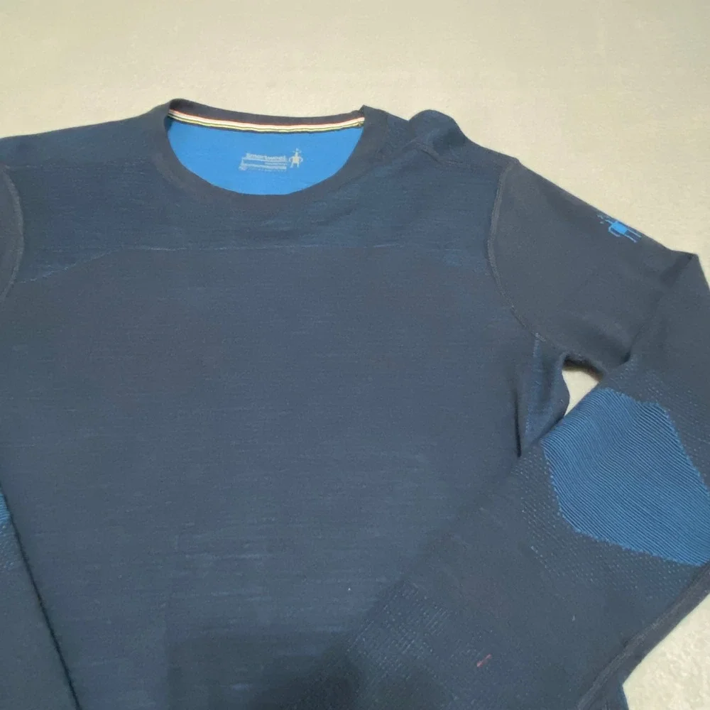 Smartwool Intraknit Merino 200 Crew Mens Large Navy Blue Base Layer Top